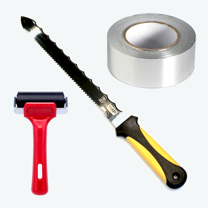 Gereedschap, lijm & tapes voor akoestische materialen 